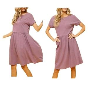 LISTICLE Dress Sz S Babydoll Pink Stripe